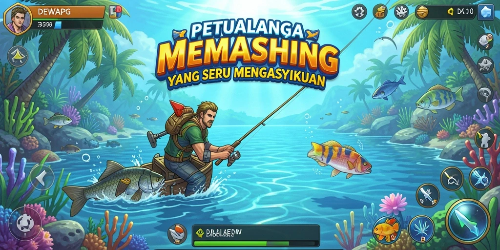 Screenshot DEWAPG menampilkan aksi memancing yang seru dan grafik yang memukau.
