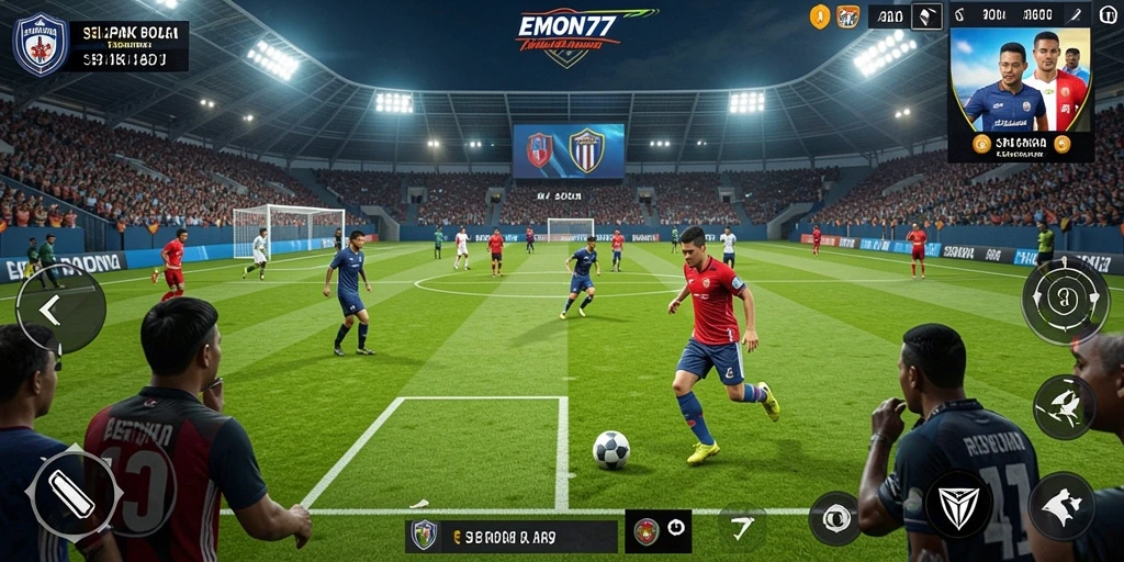 Gameplay sepak bola yang mendebarkan dan grafis menawan di EMON77.