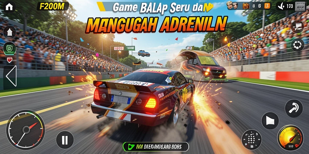 Gameplay F200M yang menegangkan dan penuh kecepatan.