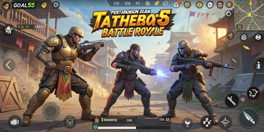 Gambaran permainan GOAL55 dalam suasana Battle Royale yang mendebarkan.