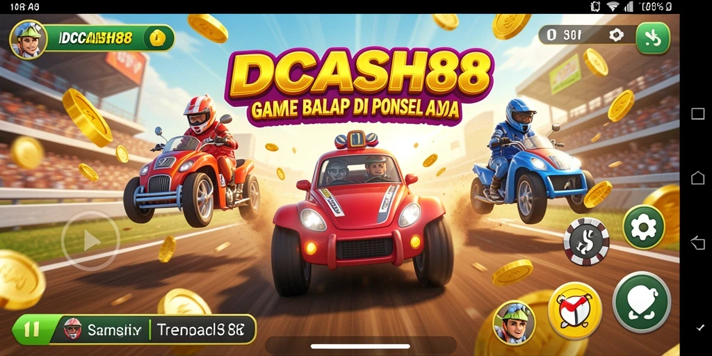 Screenshot menampilkan aksi balap seru dalam IDCASH88.