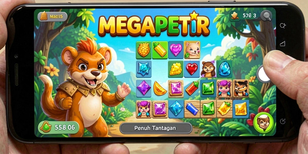 Tampilan gameplay Match-3 yang seru dan berwarna-warni.