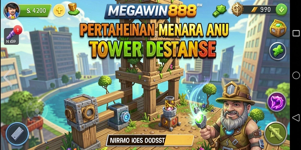 Tampilan gameplay MEGAWIN888 yang mendebarkan di dunia Tower Defense.