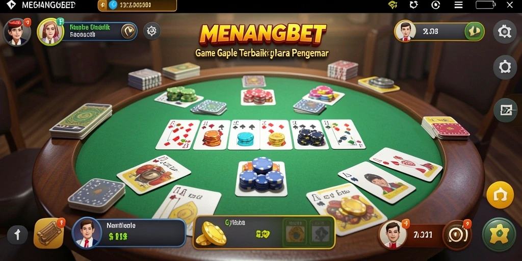 Tampilan gameplay MENANGBET yang menampilkan permainan Gaple yang seru.