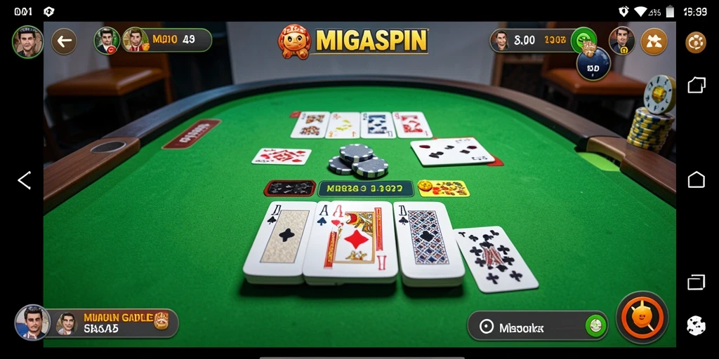 Screenshot MIGASPIN yang menunjukkan permainan Gaple yang seru.