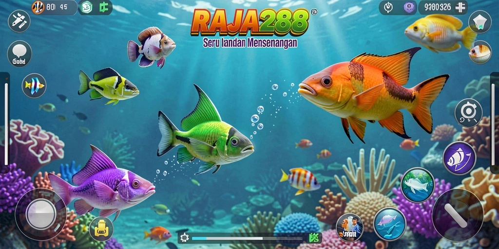 Screenshot gameplay RAJA288 menampilkan aksi tembak ikan yang seru.