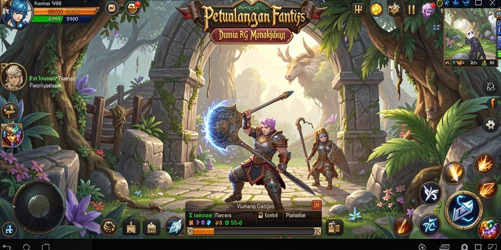 Screenshot gameplay V98 menampilkan aksi seru dalam pertempuran RPG.