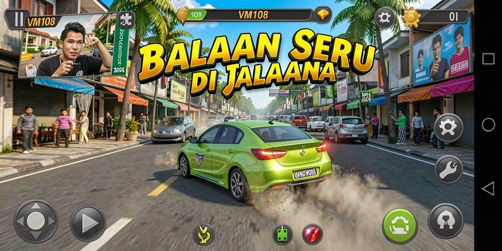 Tampilan gameplay yang seru dari balapan di VM108.