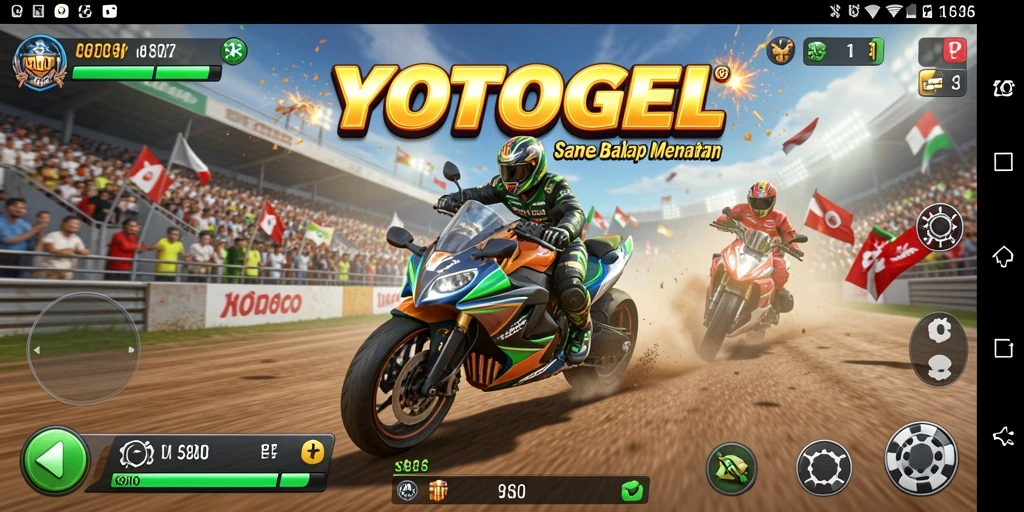 Tampilan gameplay YOTOGEL dengan aksi balap yang seru.